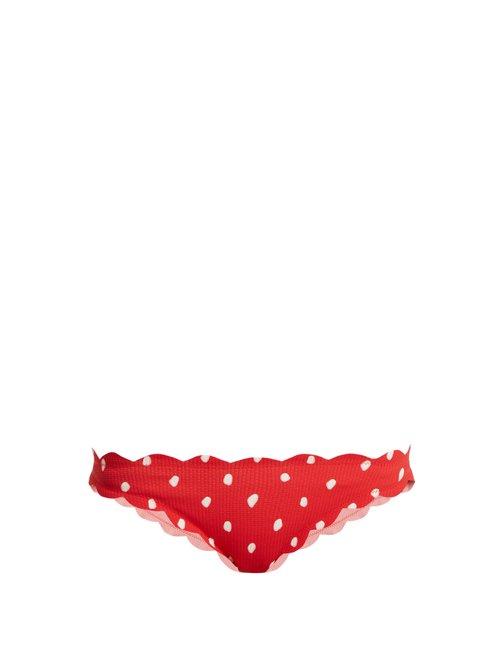 Matchesfashion.com Marysia - Antibes Scallop Edged Bikini Briefs - Womens - Red