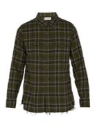 Saint Laurent Frayed-hem Plaid Cotton Shirt