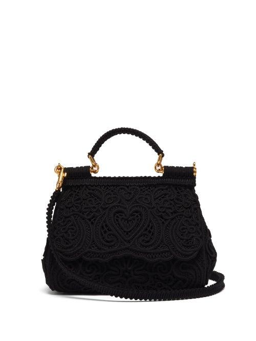 Matchesfashion.com Dolce & Gabbana - Sicily Medium Cordonoetto-lace Bag - Womens - Black