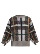 Matchesfashion.com Stella Mccartney - Tassel Trim Checked Wool Blend Sweater - Womens - Grey Multi