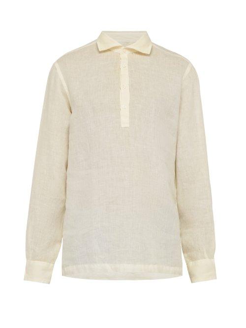 Matchesfashion.com Altea - Tyler Slubbed Linen Poplin Shirt - Mens - Yellow