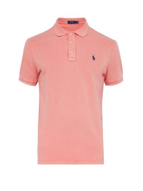 Matchesfashion.com Polo Ralph Lauren - Logo Embroidered Washed Cotton Jersey Polo Shirt - Mens - Red