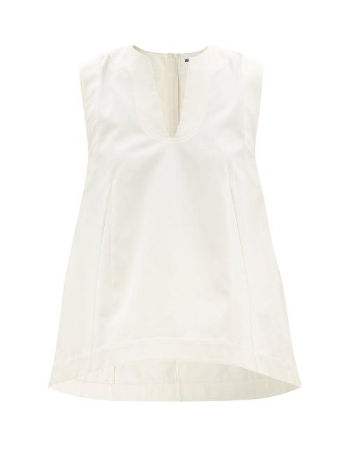 Jil Sander - V-neck Cotton-gabardine Top - Womens - Cream