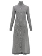 Matchesfashion.com Haider Ackermann - Striped Roll Neck Wool Dress - Womens - Black White