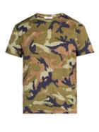 Matchesfashion.com Valentino - Camouflage Print Rockstud Cotton T Shirt - Mens - Green Multi