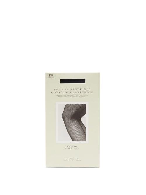 Ladies Lingerie Swedish Stockings - Elvira Fishnet Tights - Womens - Black