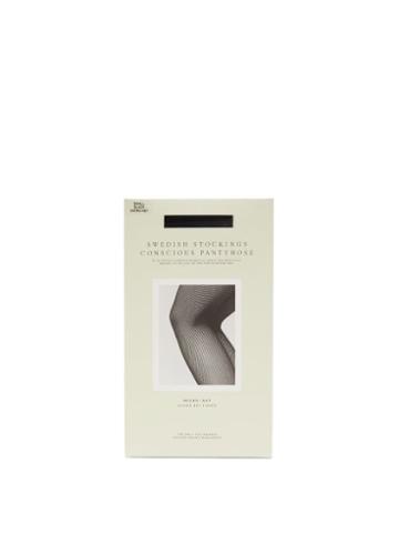 Ladies Lingerie Swedish Stockings - Elvira Fishnet Tights - Womens - Black