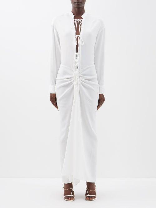 Christopher Esber - Bertoia Tie-front Crepe Dress - Womens - Ivory
