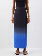 The Row - Olina Ombr Silk-shantung Wrap Skirt - Womens - Black Blue