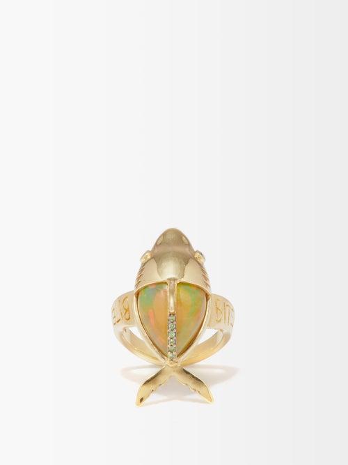 Daniela Villegas - Bebesito Shark Diamond, Opal & 18kt Gold Ring - Womens - Gold Multi