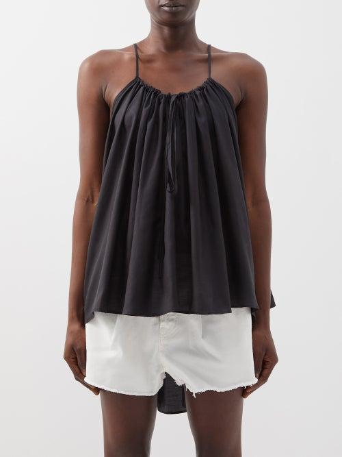 Raey - Adjustable-front Cotton-blend Cami - Womens - Black