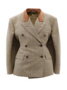 Ladies Rtw Maison Margiela - Double-breasted Houndstooth Wool Cape Jacket - Womens - Beige Multi