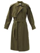 Matchesfashion.com Frame - Oversized Cotton-blend Poplin Trench Coat - Womens - Khaki