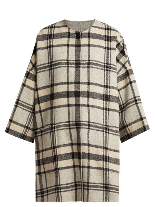 Matchesfashion.com Weekend Max Mara - Reversible Checked Wool Blend Coat - Womens - Grey Multi