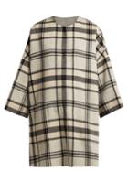 Matchesfashion.com Weekend Max Mara - Reversible Checked Wool Blend Coat - Womens - Grey Multi