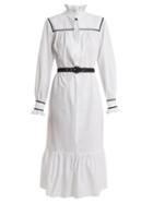 Matchesfashion.com Alexachung - Ric Rac Trimmed Cotton Seersucker Dress - Womens - White