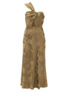 Matchesfashion.com Racil - Tangier Aprilia One-shoulder Cutout Satin Dress - Womens - Khaki