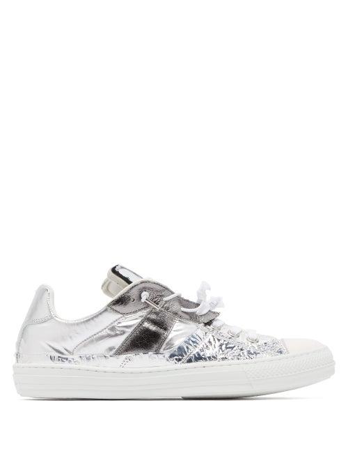 Matchesfashion.com Maison Margiela - Metallic Leather Trainers - Mens - Silver