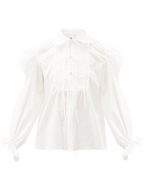 Matchesfashion.com Horror Vacui - Pernille Scalloped Cotton Top - Womens - White