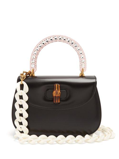 Matchesfashion.com Gucci - Perspex Handle Leather Bag - Womens - Black Multi