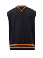 Maison Margiela - V-neck Wool Sweater Vest - Mens - Navy
