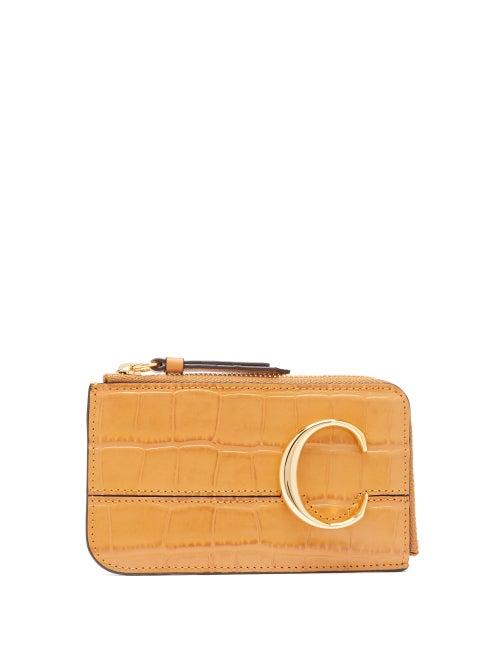 Matchesfashion.com Chlo - The C Logo Leather Card And Coin Purse - Womens - Amber