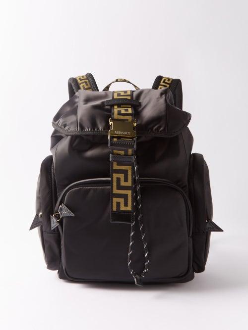 Versace - Greca-strap Nylon-canvas Backpack - Mens - Black Multi