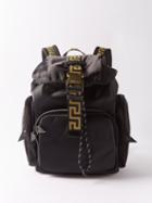 Versace - Greca-strap Nylon-canvas Backpack - Mens - Black Multi