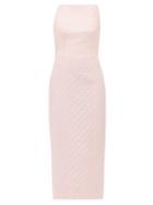 Matchesfashion.com Emilia Wickstead - Novia Strapless Daisy-jacquard Cloqu Midi Dress - Womens - Pink