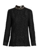 Rebecca Taylor Embellished-collar Floral-lace Blouse