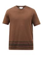 Brioni - Striped-hem Cotton-jersey T-shirt - Mens - Light Brown