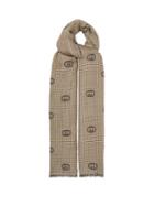 Gucci - Gg-embroidered Checked Scarf - Mens - Beige