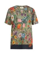 Gucci Flora Snake-print Linen-jersey T-shirt