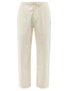 Pro - Logo-appliqu Pleated Cotton-canvas Trousers - Mens - Cream