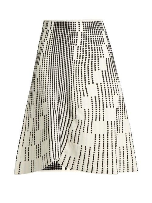 Matchesfashion.com Roland Mouret - Wilson Textured Knit Skirt - Womens - White Black