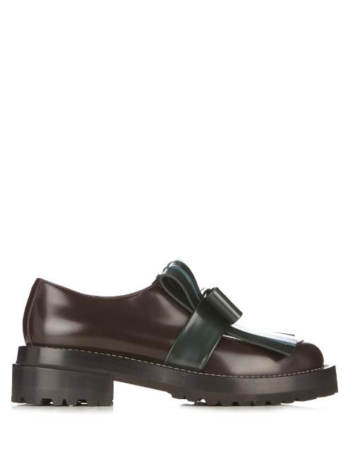 Marni Fringed Bow Leather Loafers