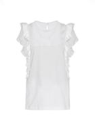 No. 21 Ruffle-trimmed Lace Cotton-jersey Top