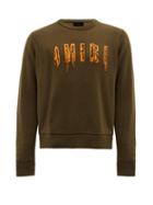 Amiri - Distressed Logo-jacquard Sweater - Mens - Khaki