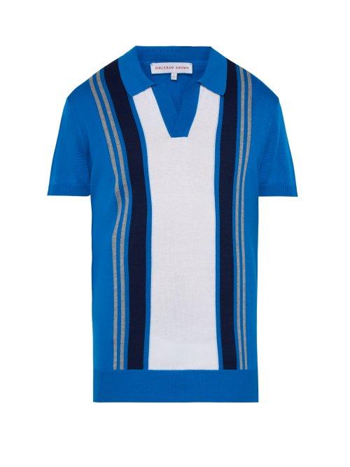 Matchesfashion.com Orlebar Brown - Striped Cotton Knit Polo Shirt - Mens - Blue Multi