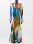 Raquel Diniz - Lena Printed Colour-blocked Silk Kaftan Dress - Womens - Multi