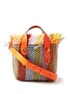 Christian Louboutin - Frangibus Fringed Woven Basket Bag - Womens - Orange Multi