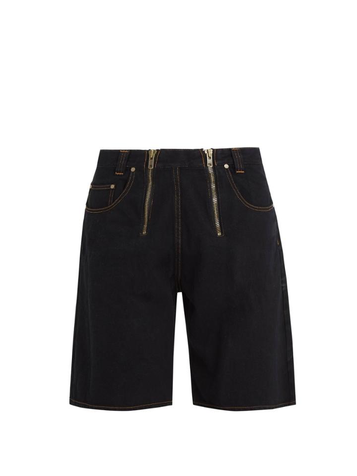 Gmbh Cyrus Zip-detail Wide-leg Denim Shorts
