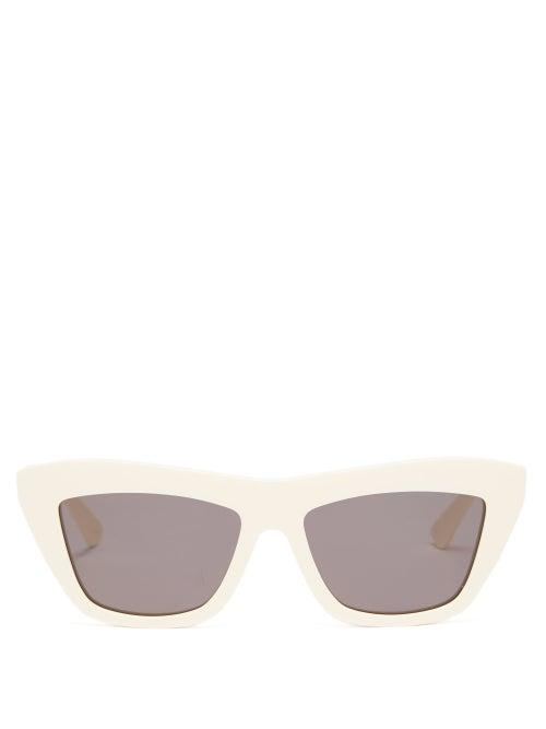 Bottega Veneta - Cat-eye Acetate Sunglasses - Womens - Ivory