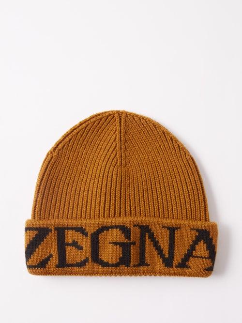 Zegna - Logo-jacquard Wool Beanie - Mens - Orange