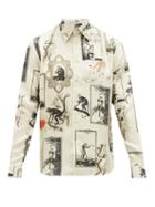 Matchesfashion.com Alister Mackie - Monkeys-print Silk-twill Shirt - Mens - Ivory Multi