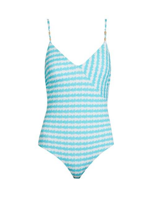 Matchesfashion.com Biondi - San Remo Swimsuit - Womens - Blue Print