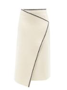 Jil Sander - Wrap-effect Boiled-wool Twill Skirt - Womens - Cream Multi