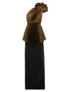 Matchesfashion.com Gucci - One Shoulder Pleated Charmeuse And Cady Gown - Womens - Brown Multi
