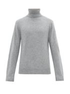 Matchesfashion.com Joseph - Embroidered Logo Cashmere Roll Neck Sweater - Mens - Grey