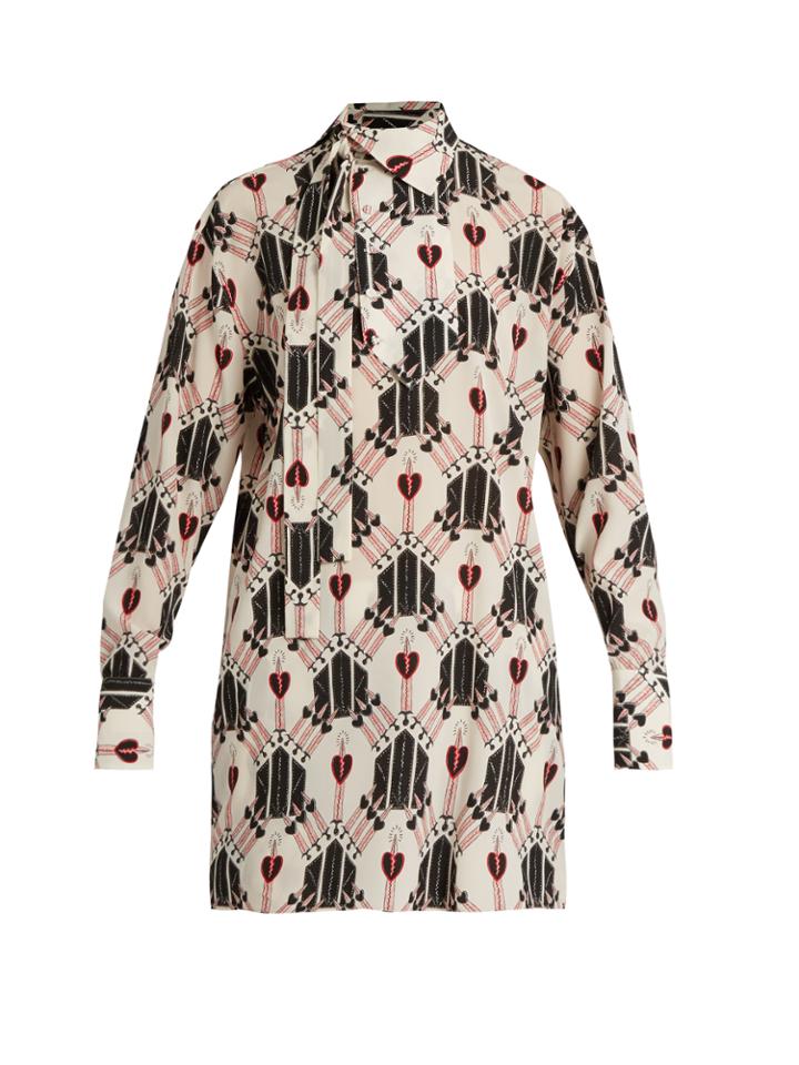 Valentino Love Blade-print Silk Blouse